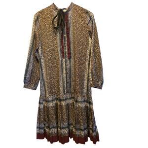 Vintage Porter floral panel drop waist dress